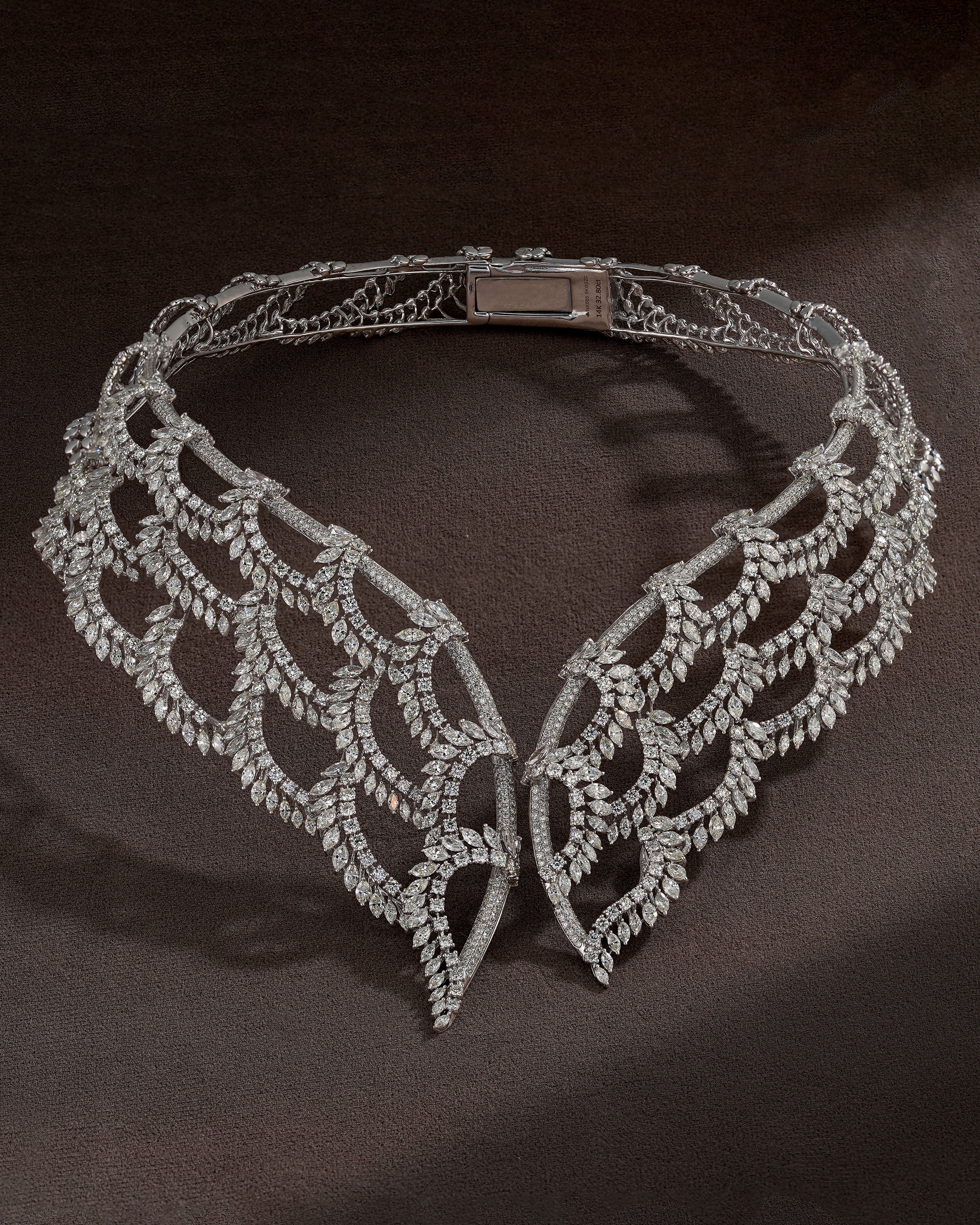 Classic Silhouette Diamond Collar Necklace & Aurea Frost Diamonds Earrings