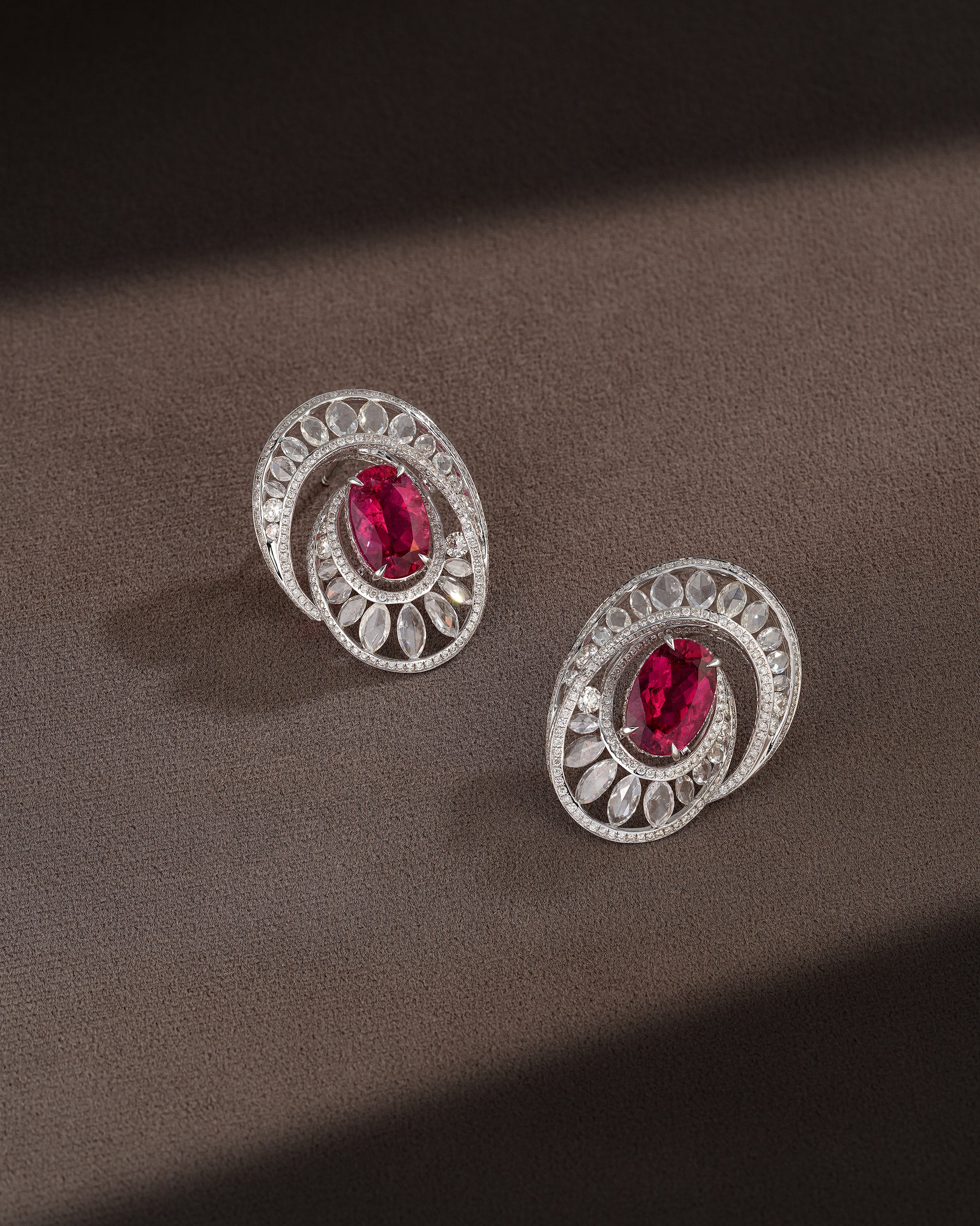 Rosette Tourmaline Cascade Diamond Necklace & Petite Dewdrop Tourmaline Diamond Earrings