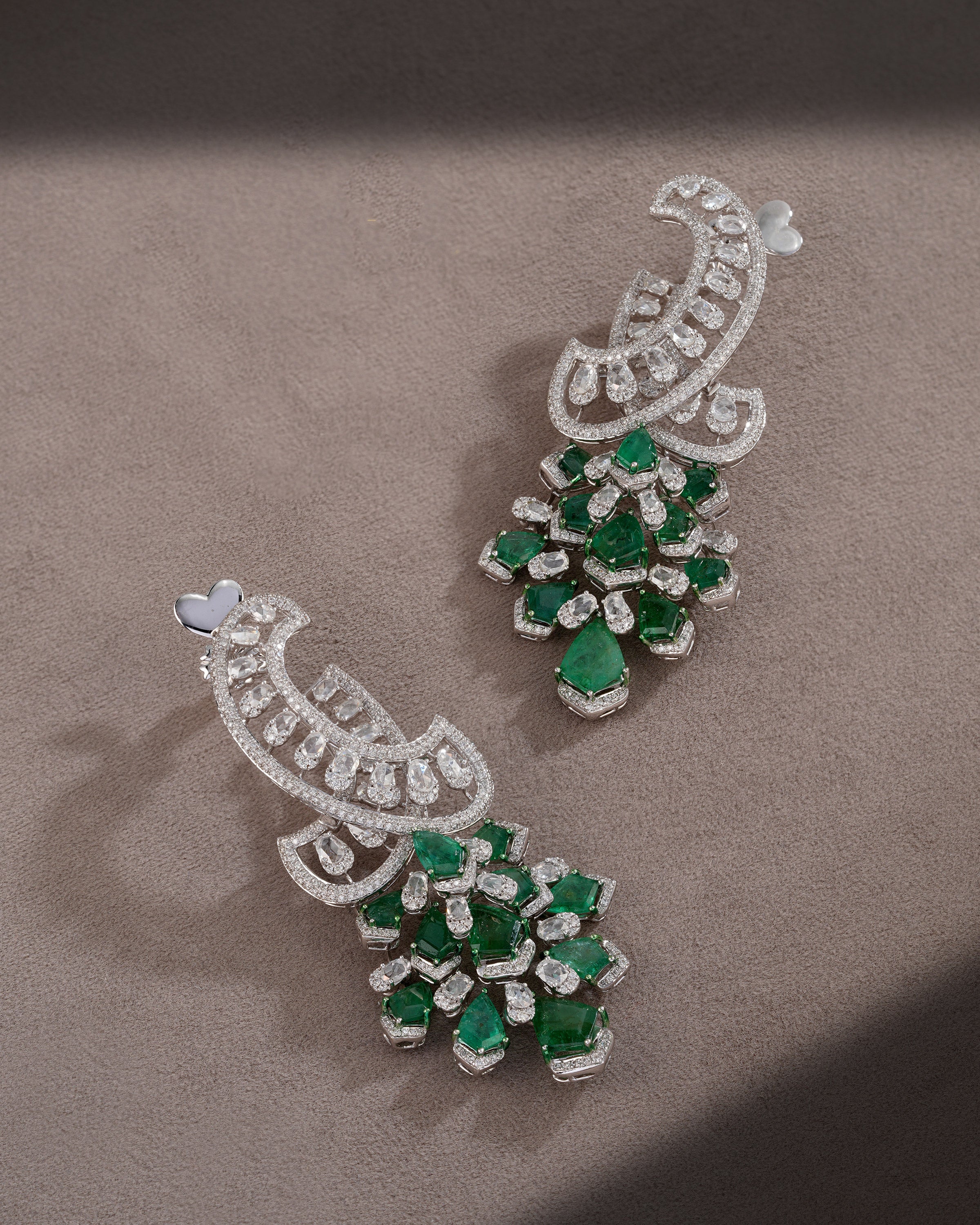 Empress Tier Zambian Emerald Diamond Necklace & Verdant Bloom Emerald & Diamond Drops
