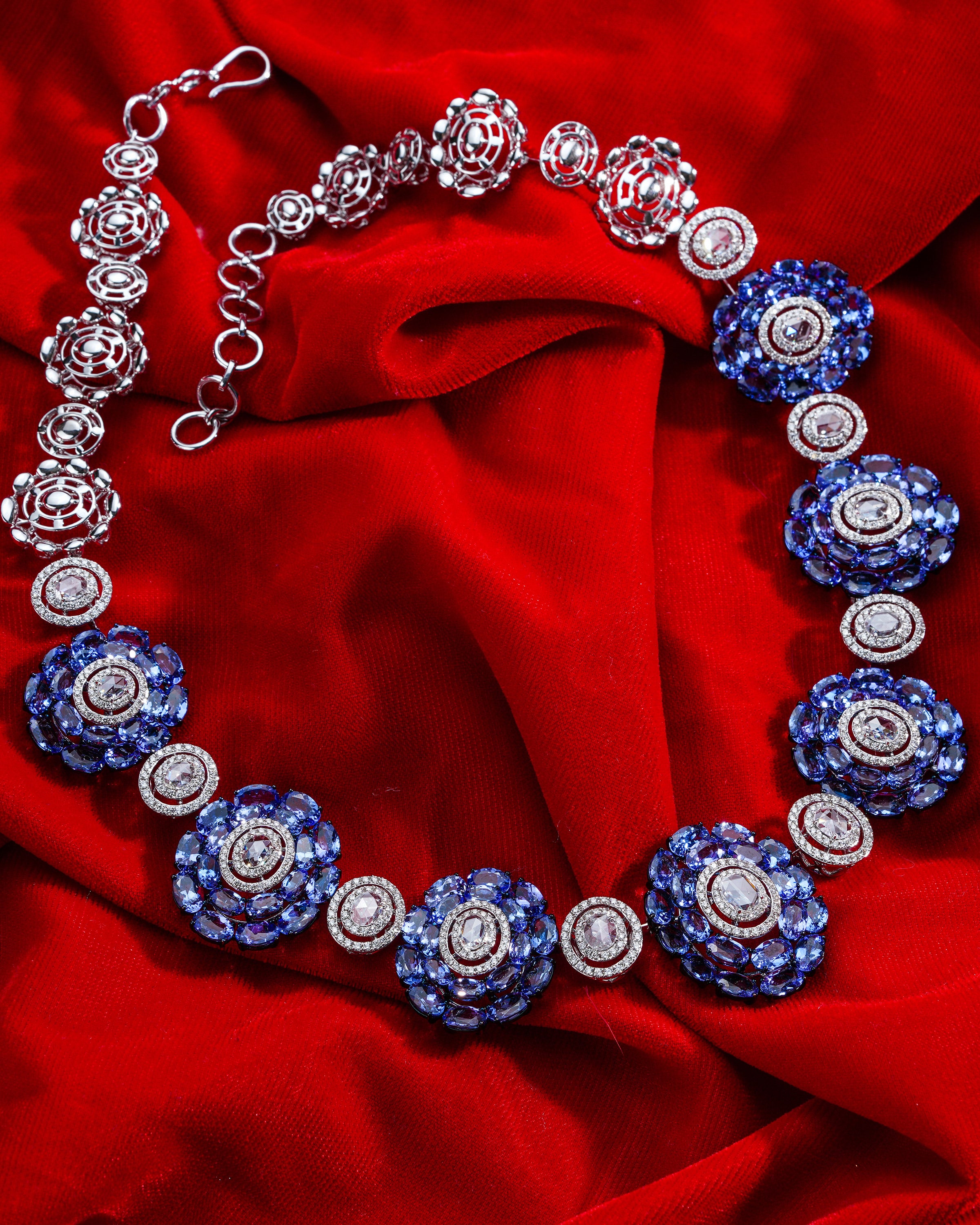 Royal Tanzanite & Diamond Grande Necklace & Royal Tanzanite Whisper Earrings