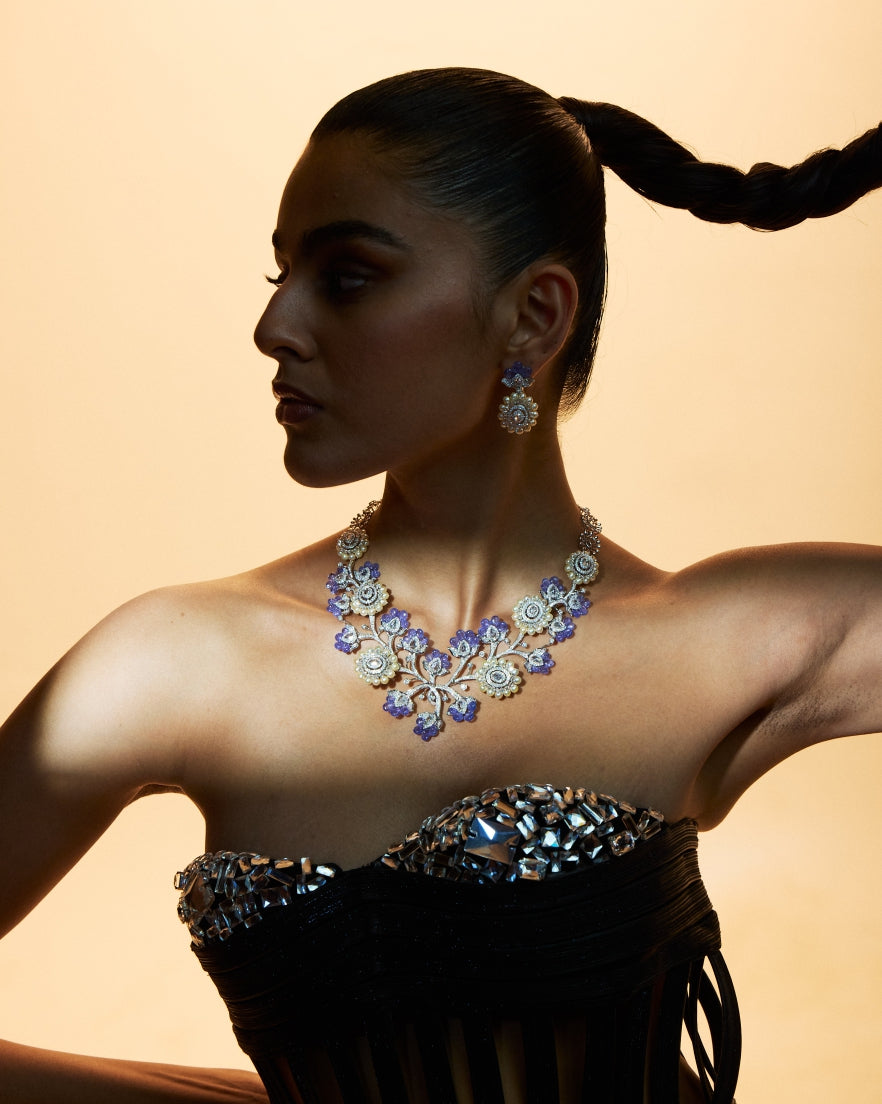 Ocean Bloom Pearl & Tanzanite Diamond Necklace