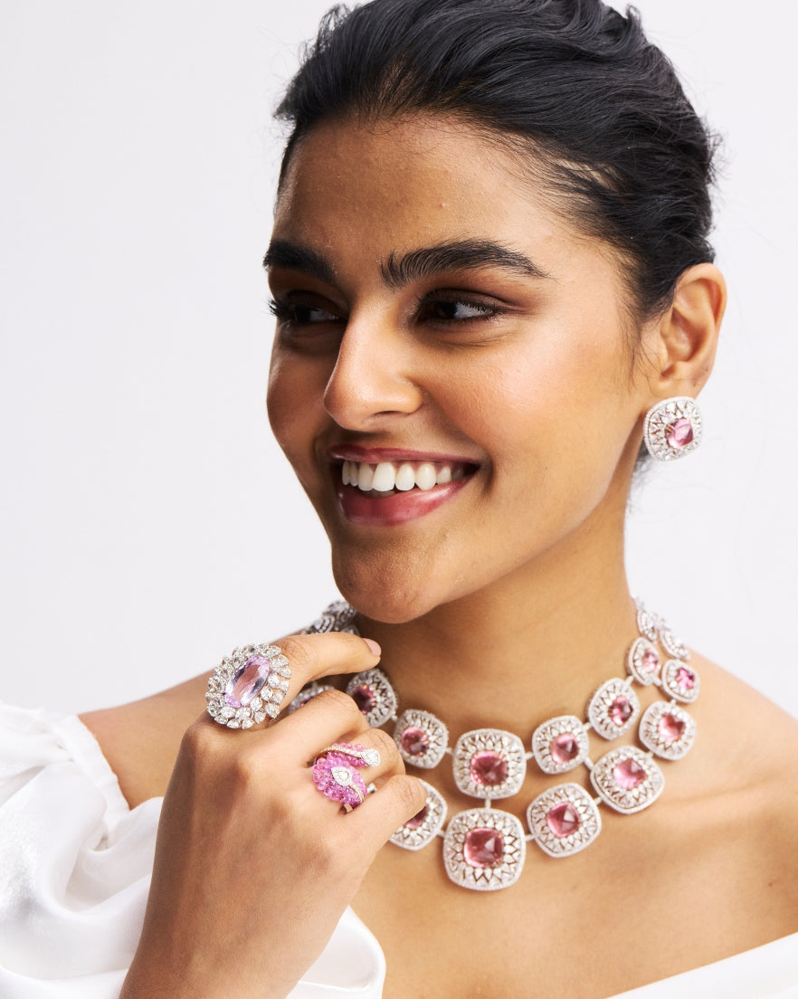 Celestial Arc Tourmaline Diamond Necklace