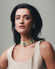 Royal Crest Pearl & Emerald Diamond Necklace