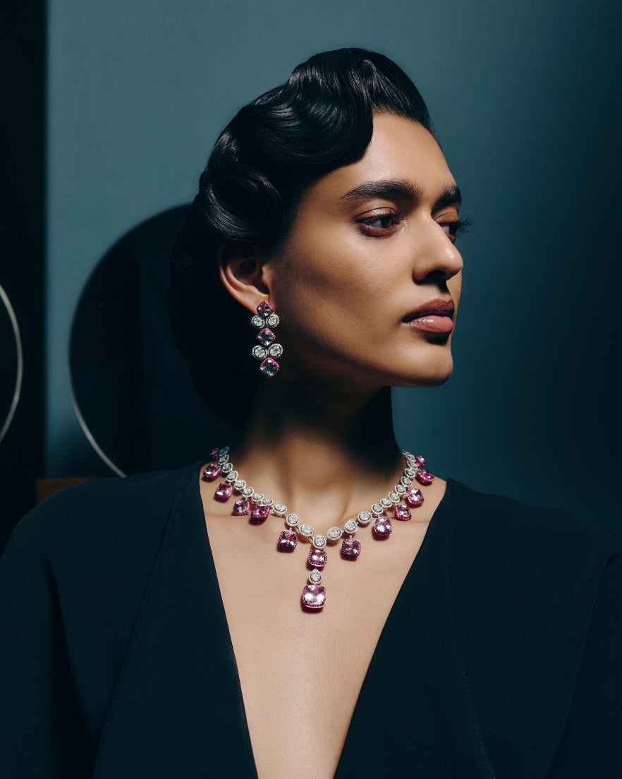 Morganite & Sapphire Spark Diamond Necklace