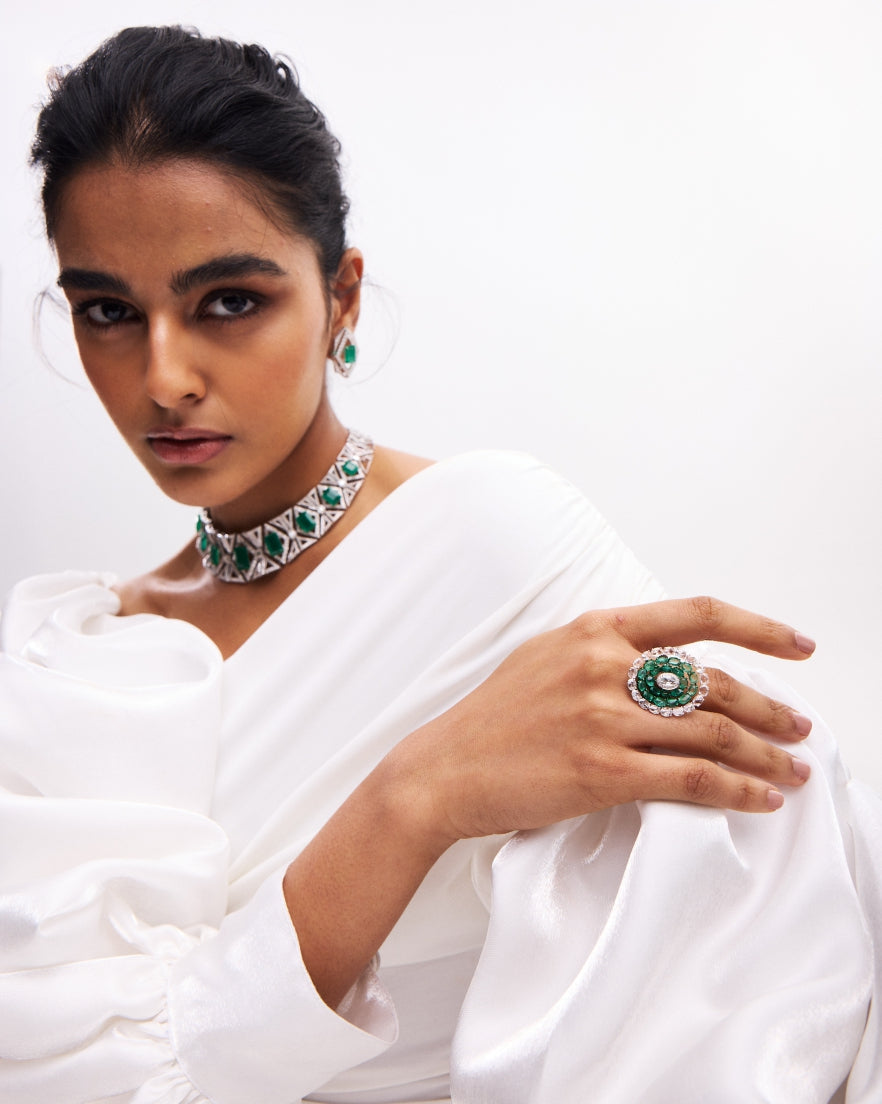 Imperial Cascade Zambian Emerald Diamond Necklace