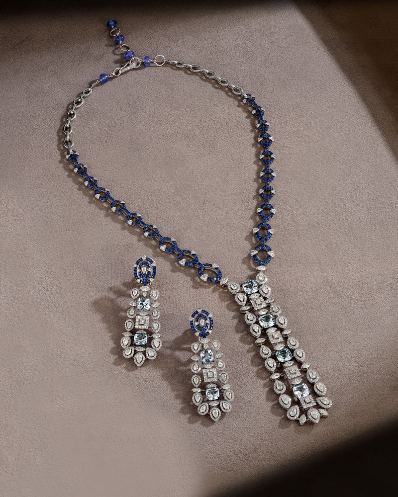 Aqua Serenade Aquamarine & Blue Sapphire Drops