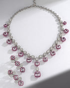Morganite & Sapphire Spark Diamond Necklace  & Morganite Pink Glow Diamond Earrings