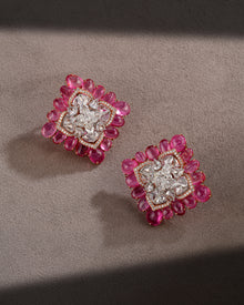 Pink Tourmaline Grandeur Statement Necklace & Blush Spark Pink Tourmaline Diamond Earrings