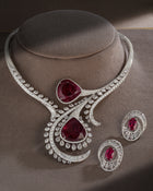 Rosette Tourmaline Cascade Diamond Necklace & Petite Dewdrop Tourmaline Diamond Earrings