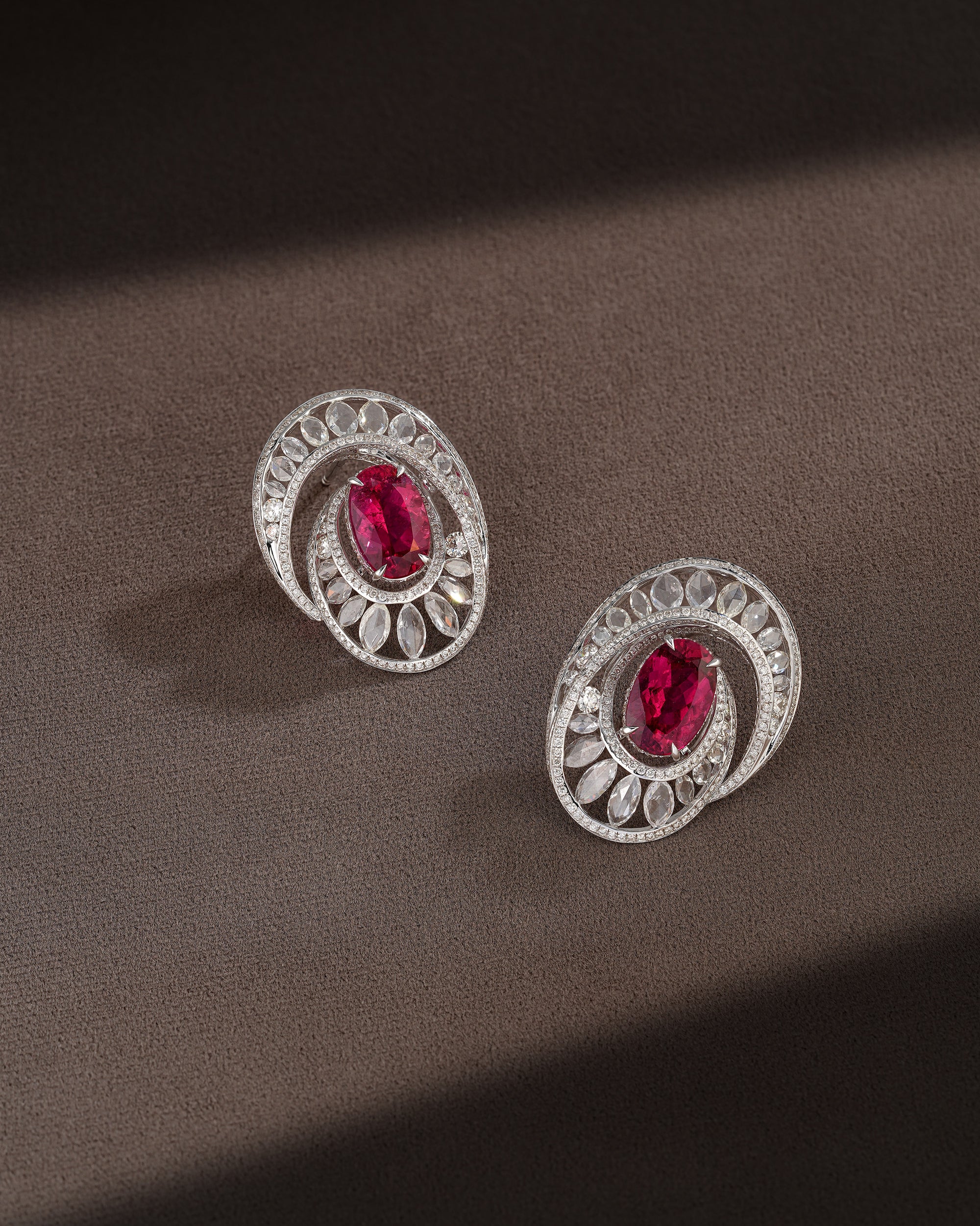 Rosette Tourmaline Cascade Diamond Necklace & Petite Dewdrop Tourmaline Diamond Earrings