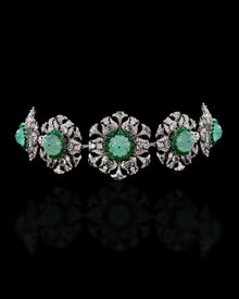 Emerald Bloom Russian & Zambian Diamond Necklace & Dual-Emerald Glow Diamond Earrings