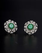 Emerald Bloom Russian & Zambian Diamond Necklace & Dual-Emerald Glow Diamond Earrings