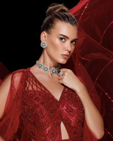 Emerald Bloom Russian & Zambian Diamond Necklace & Dual-Emerald Glow Diamond Earrings