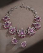 Rosette Cascade Kunzite & Sapphire Necklace & Rosette Cascade Kunzite & Sapphire Drops