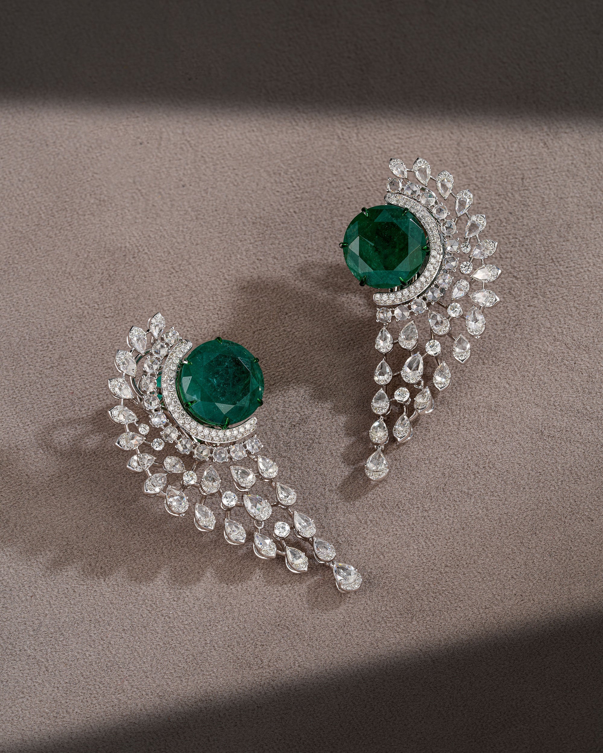 Emerald Arc Zambian Solitaire Necklace & Verdant Gleam Zambian Emerald Drops