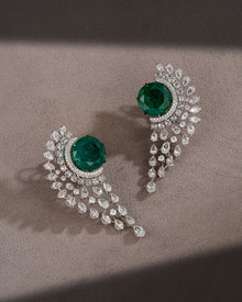 Emerald Arc Zambian Solitaire Necklace & Verdant Gleam Zambian Emerald Drops