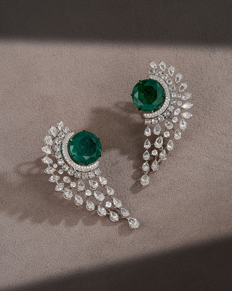 Emerald Arc Zambian Solitaire Necklace & Verdant Gleam Zambian Emerald Drops