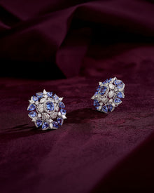 Lavender Halo Tanzanite Diamond Studs