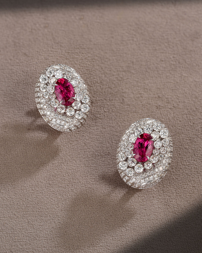 Roselle Rubellite Diamond Studs