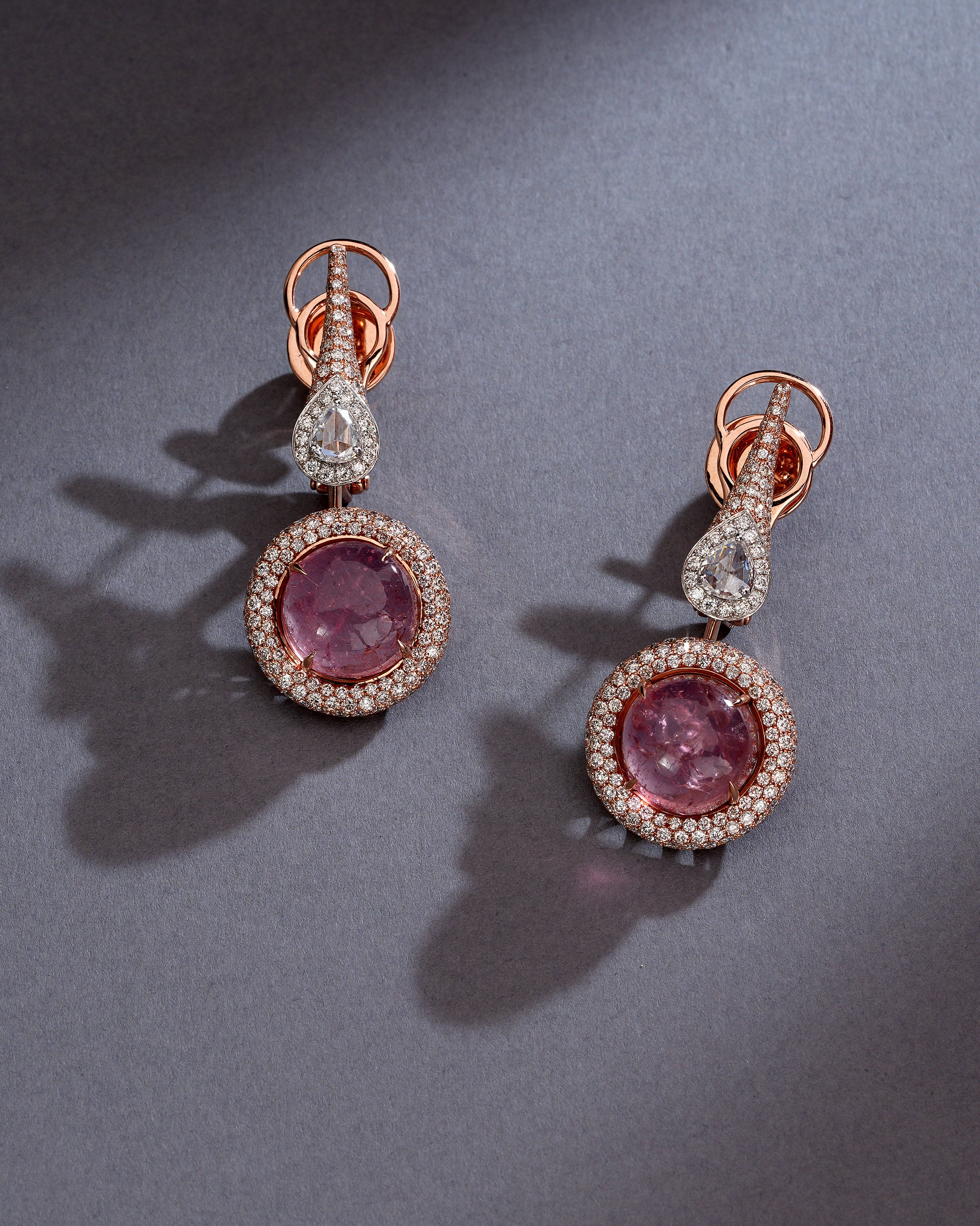 Aurora Tourmaline Diamond Dual Charm Earrings