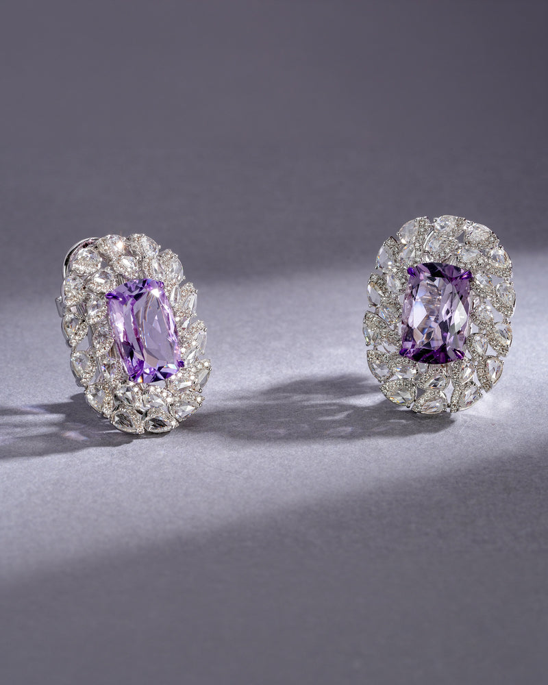 Vionne Amethyst Cushion Diamond Studs