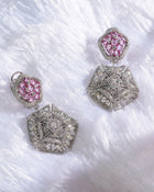 Rosy Halo Pink Sapphire Diamond Studs