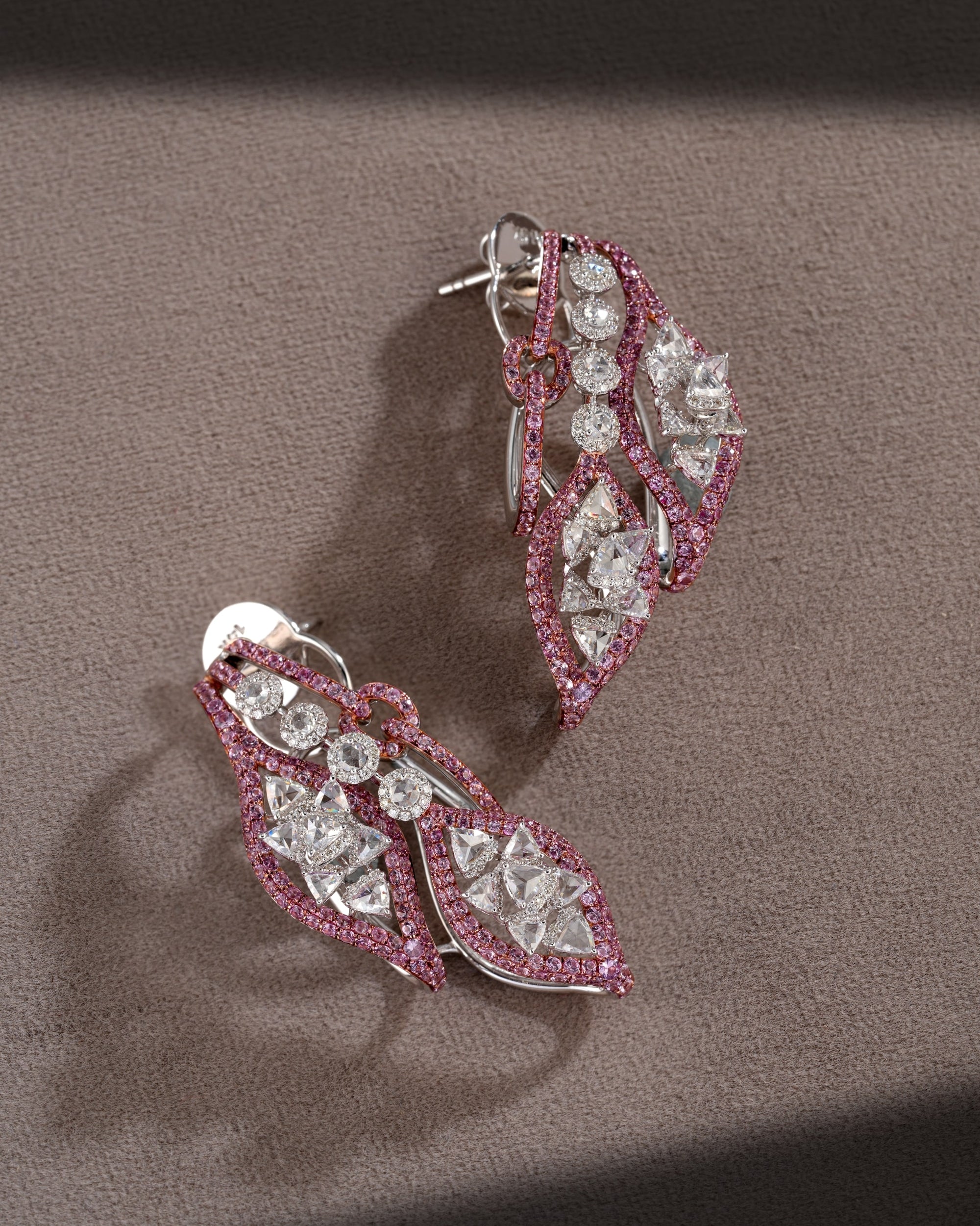 Rosy Grace Pink Sapphire Diamond Earrings