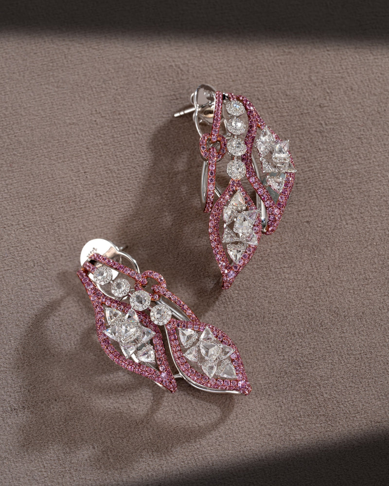 Rosy Grace Pink Sapphire Diamond Earrings