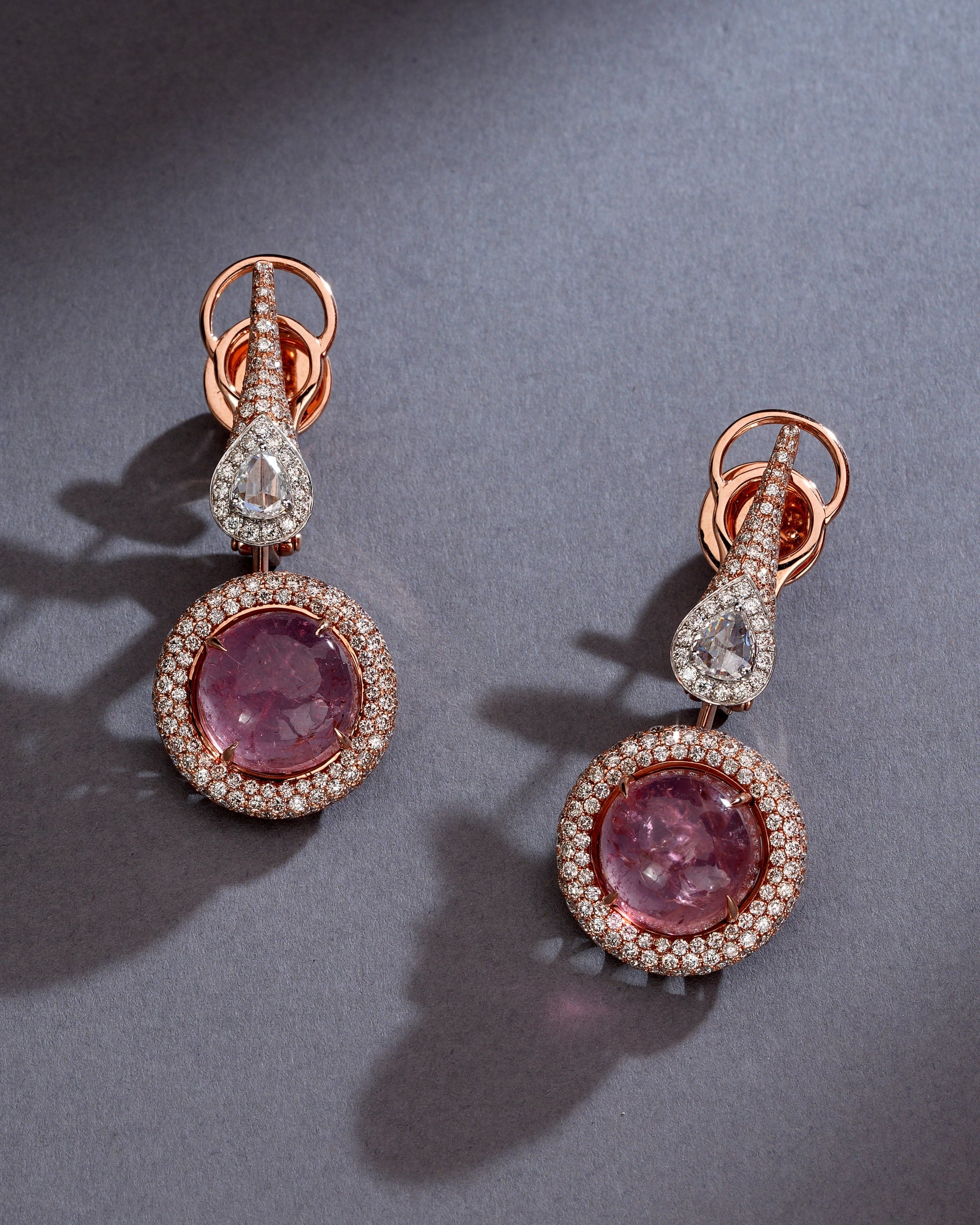 Aurora Tourmaline Diamond Dual Charm Earrings