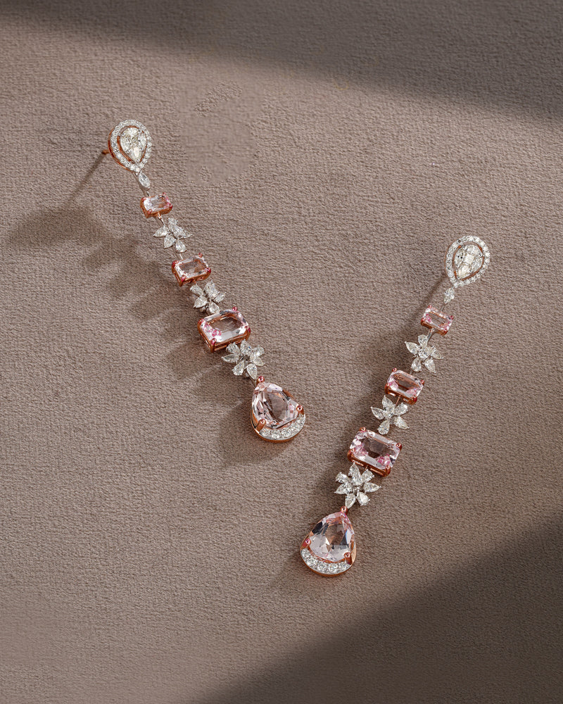 Morganite Blush Diamond Cascade Earrings