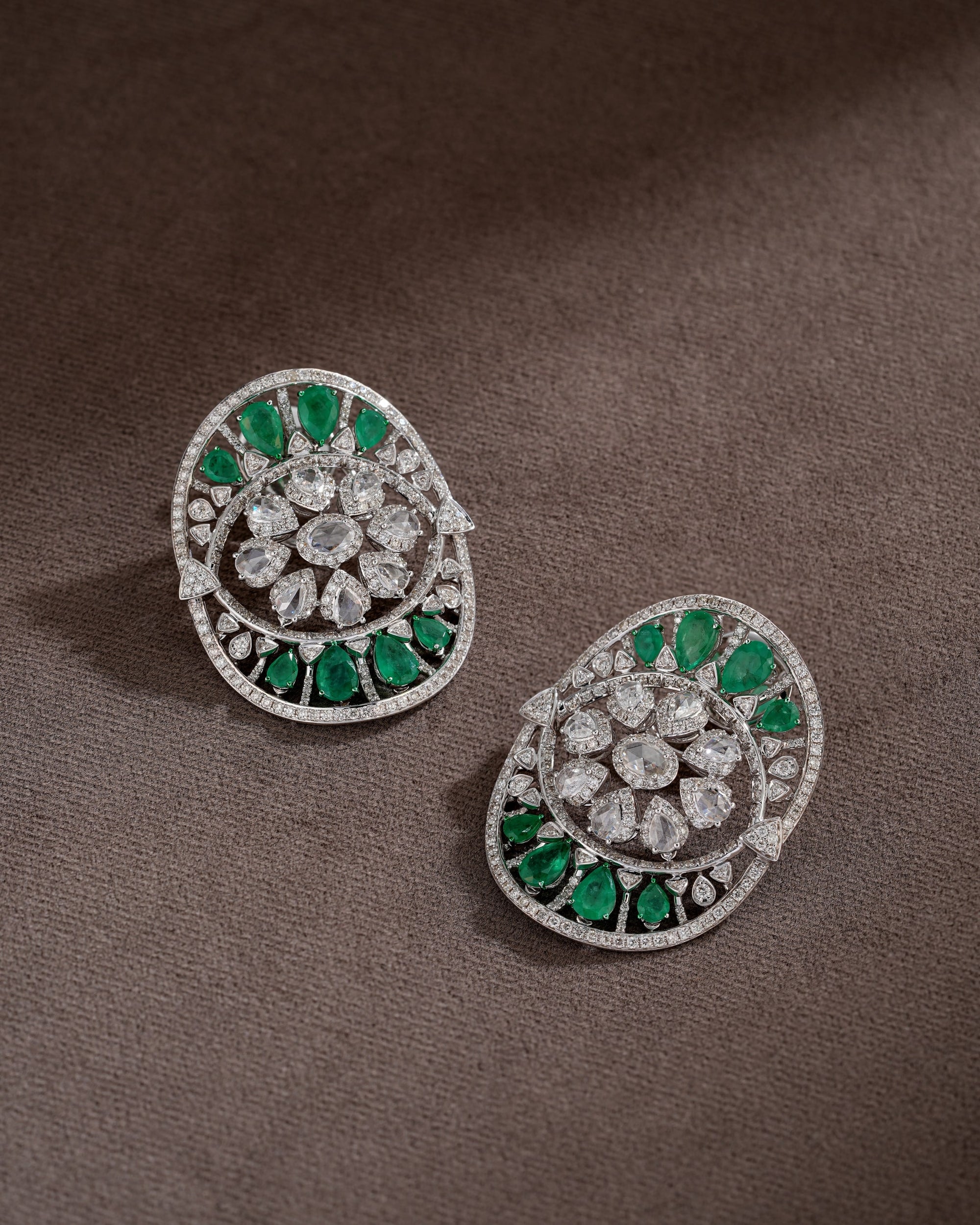 Emerald Petal Diamond Danglers