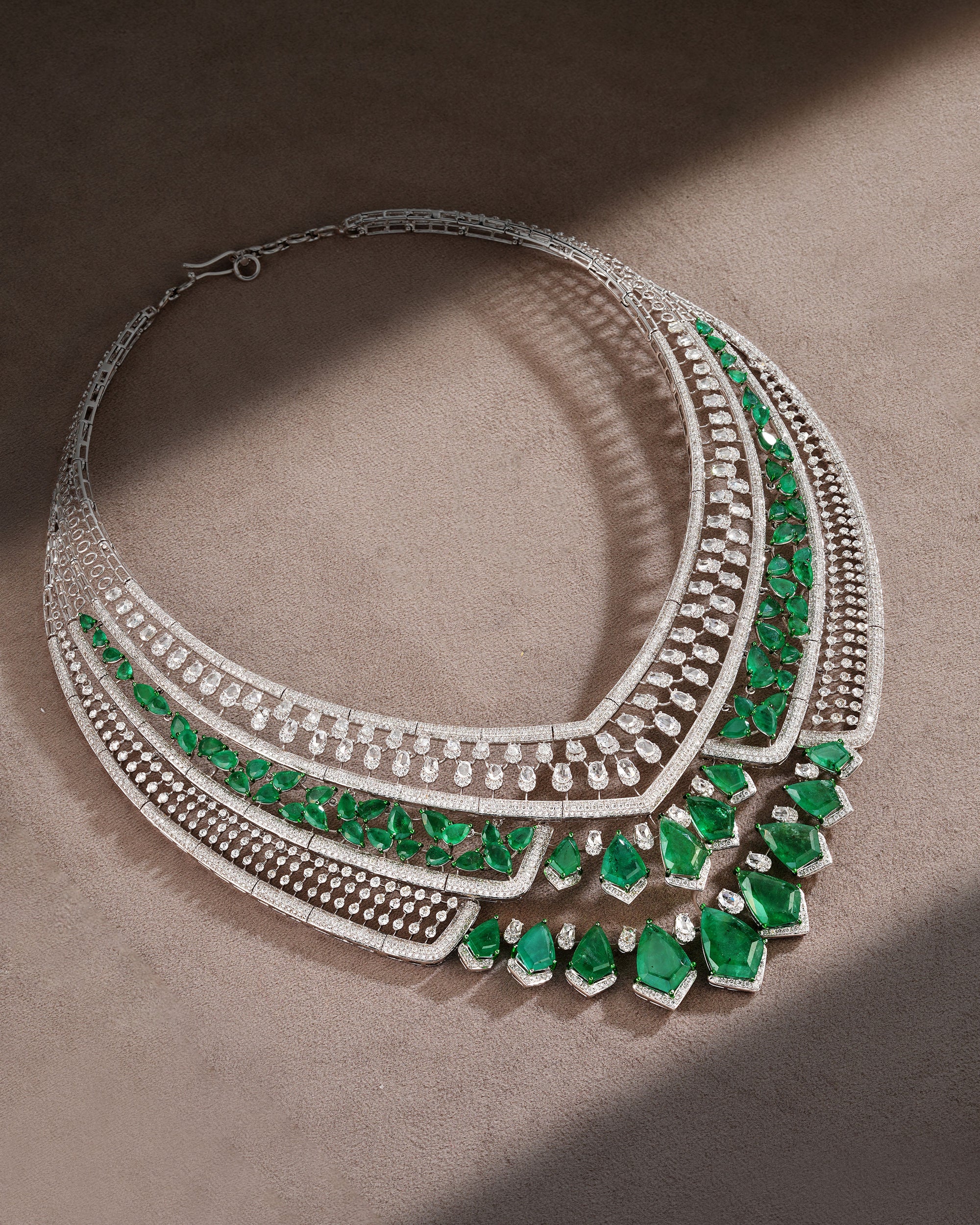 Empress Tier Zambian Emerald Diamond Necklace