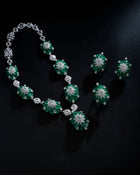 Emerald Crest Zambian Collar Necklace & Green Monarch Zambian Emerald Stud