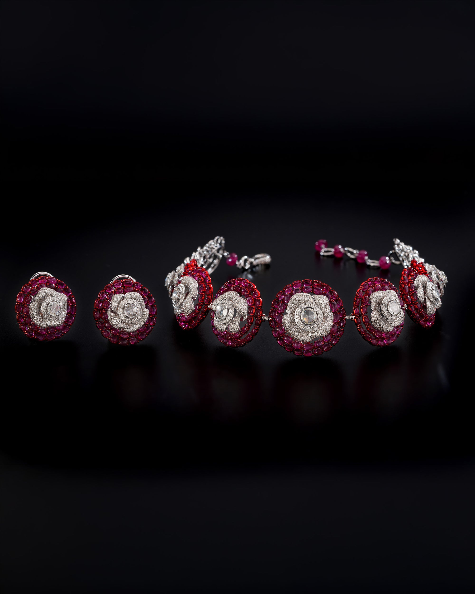 Burmese Ruby Scarlet Aura Necklace & Burmese Ruby Scarlet Aura Earrings