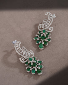 Empress Tier Zambian Emerald Diamond Necklace & Verdant Bloom Emerald & Diamond Drops