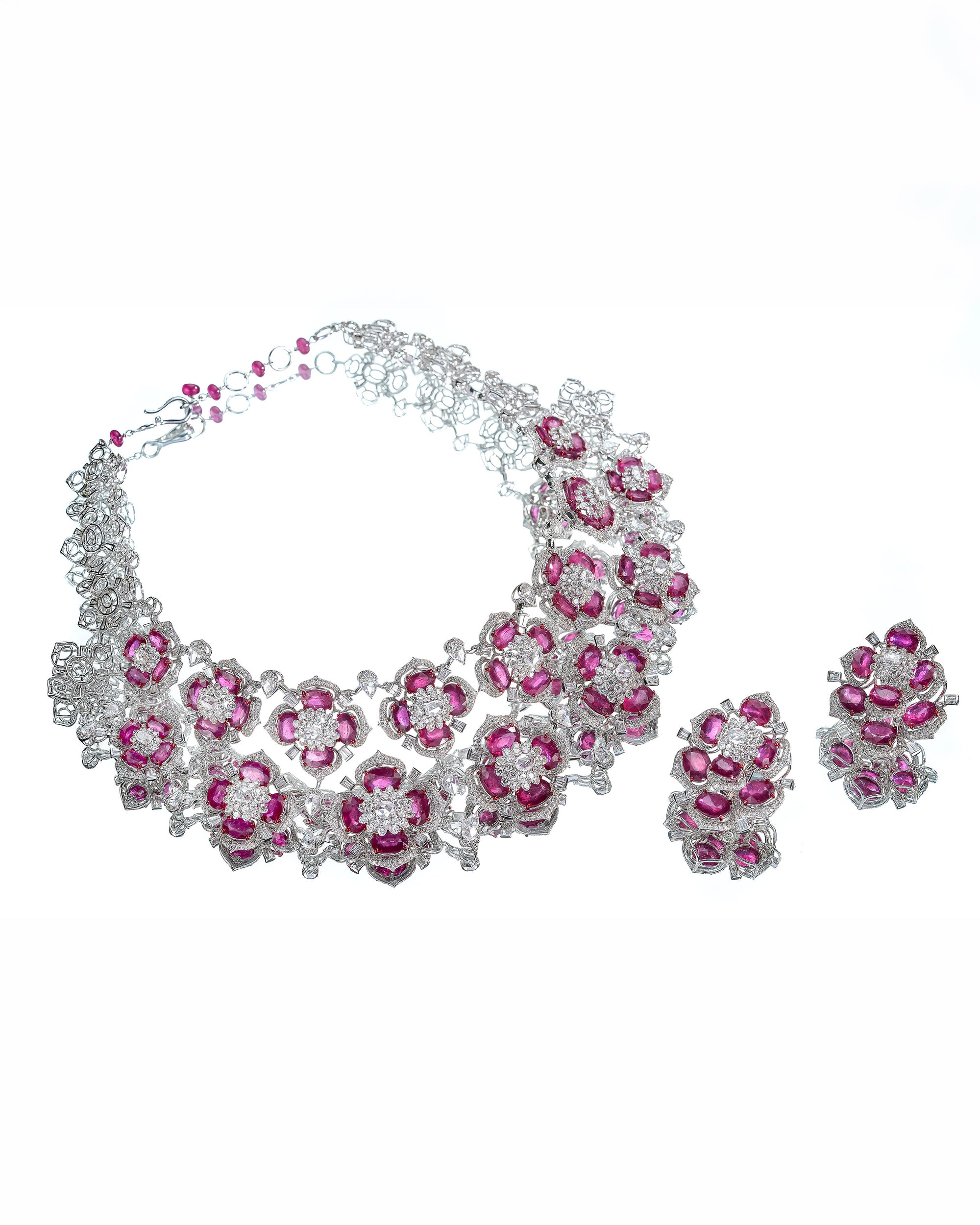 Imperial Ruby & Diamond Radiance Necklace & Imperial Ruby Spark Earrings