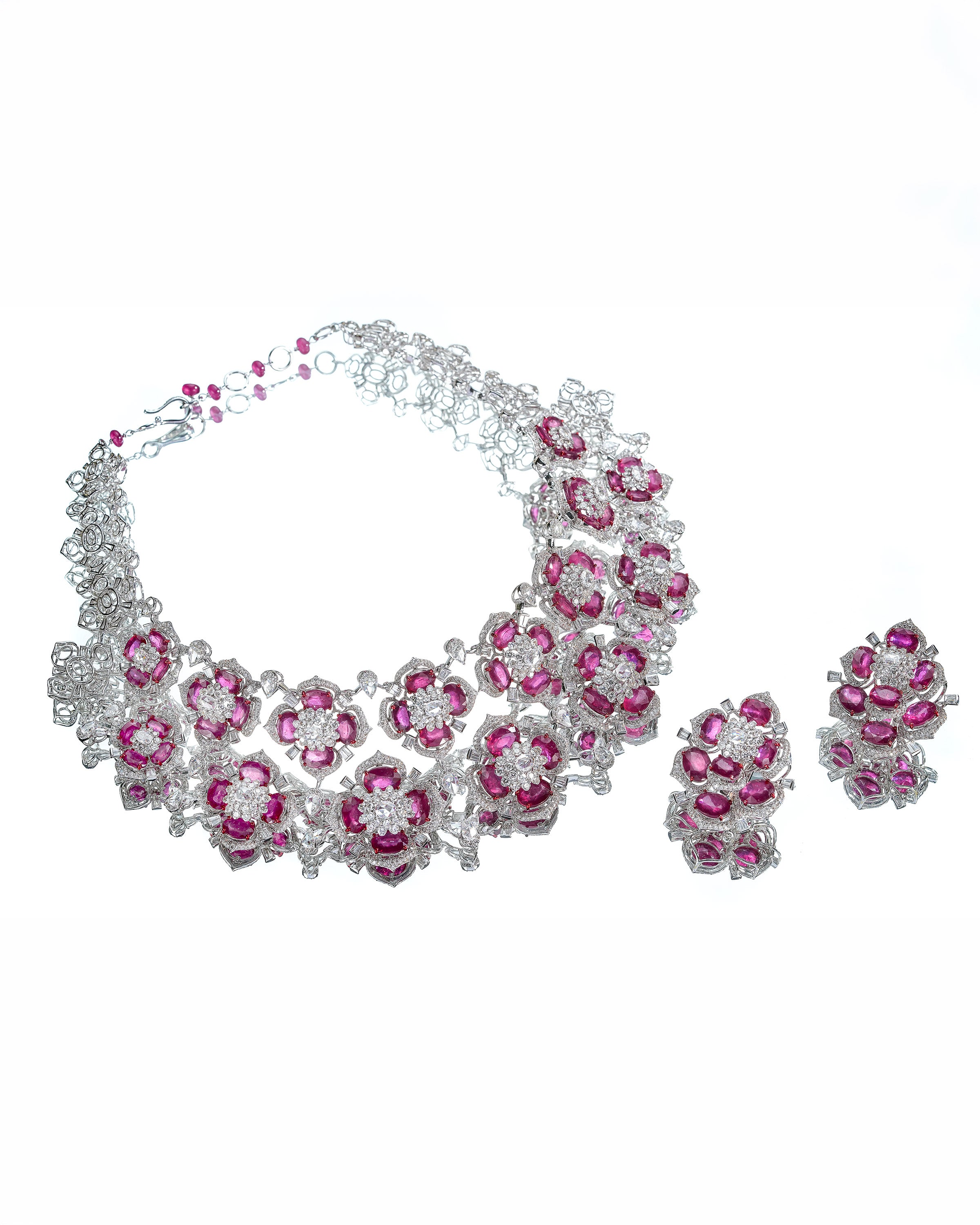 Imperial Ruby & Diamond Radiance Necklace & Imperial Ruby Spark Earrings
