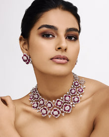 Imperial Ruby & Diamond Radiance Necklace & Imperial Ruby Spark Earrings