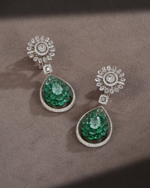 Imperial Verdure Russian Emerald Diamond Necklace & Royal Moss Emerald Diamond Stud Drops