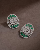 Verdant Majesty Zambian Emerald Diamond Necklace & Emerald Petal Diamond Danglers