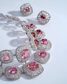Celestial Arc Tourmaline Diamond Necklace & Tourmaline Whisper Diamond Earrings