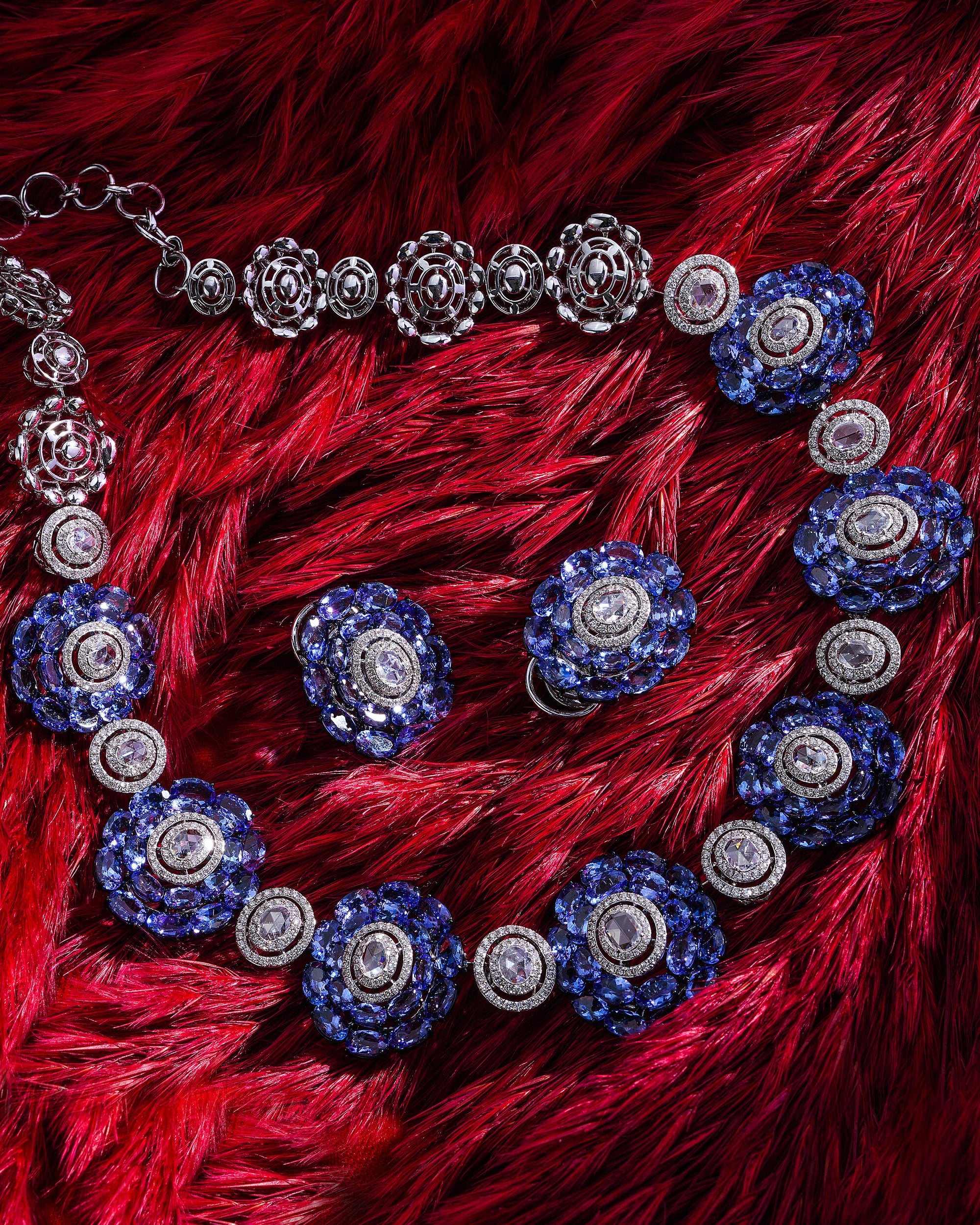 Royal Tanzanite & Diamond Grande Necklace & Royal Tanzanite Whisper Earrings