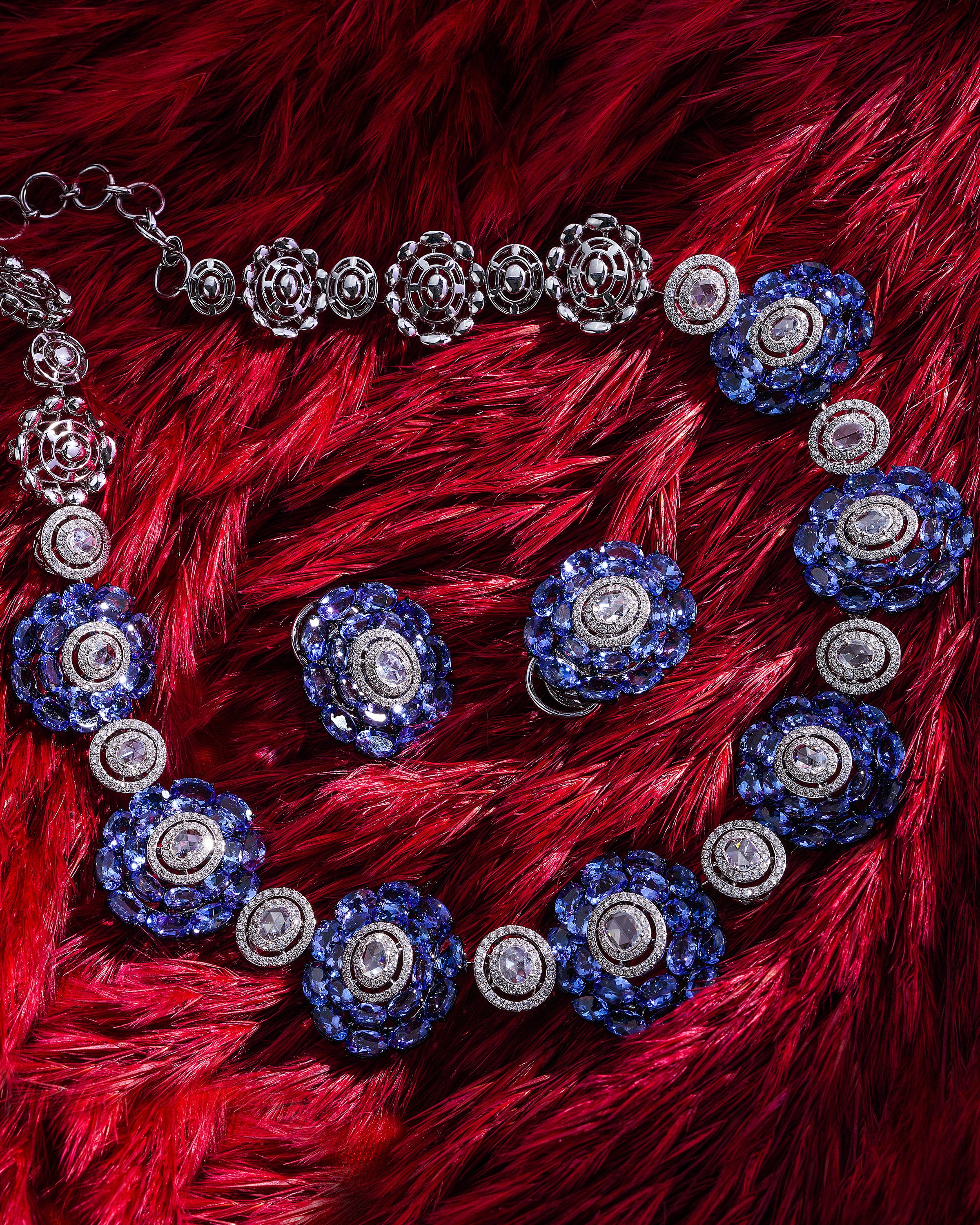 Royal Tanzanite & Diamond Grande Necklace & Royal Tanzanite Whisper Earrings