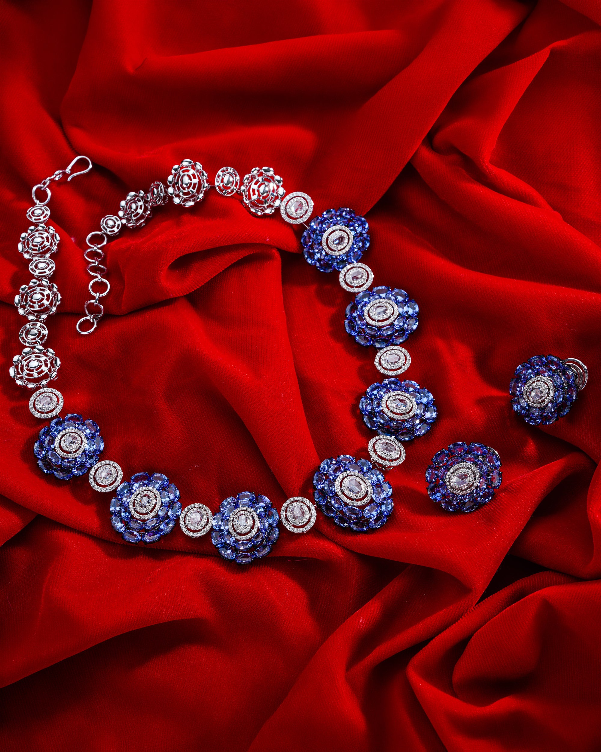 Royal Tanzanite & Diamond Grande Necklace & Royal Tanzanite Whisper Earrings