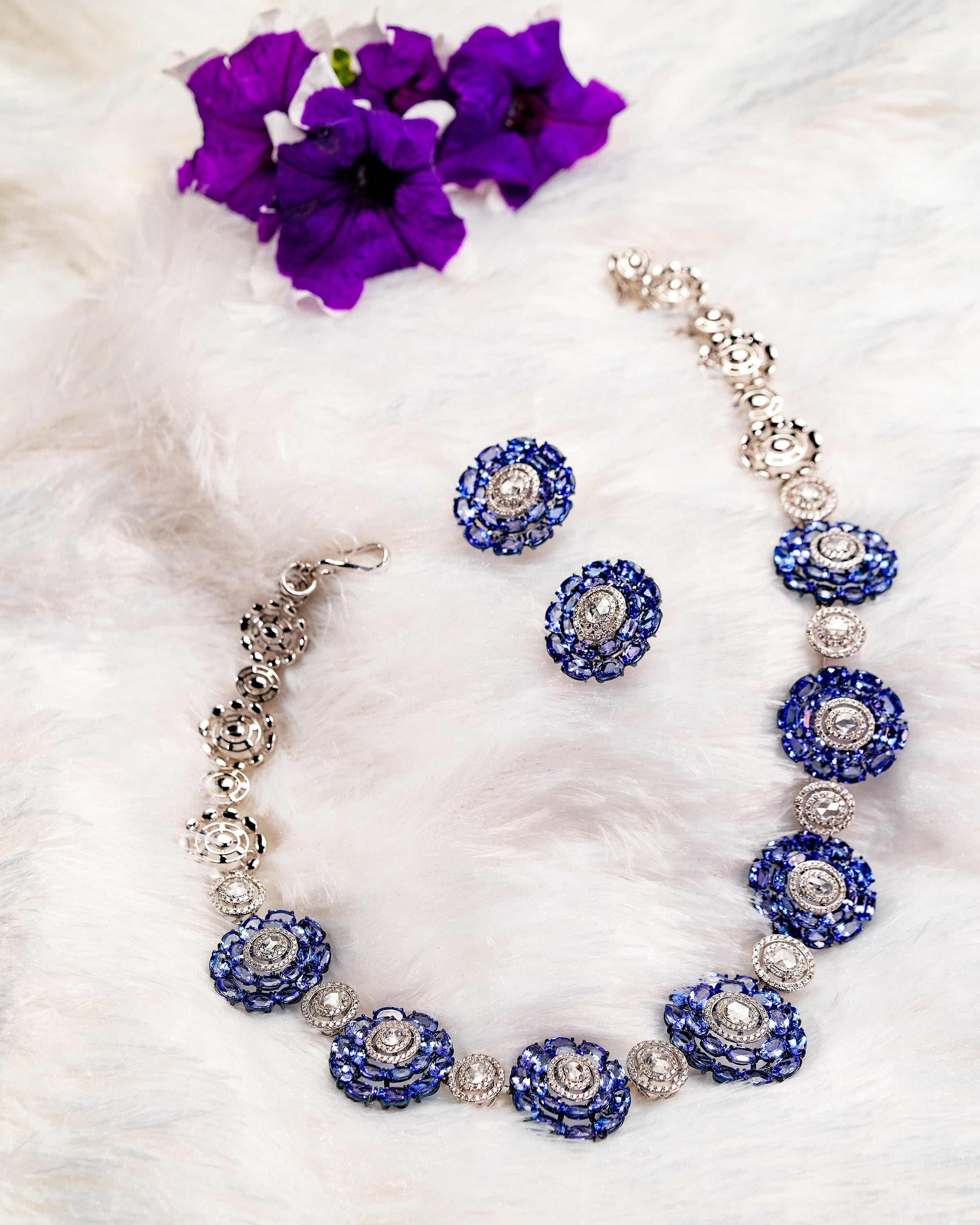 Royal Tanzanite & Diamond Grande Necklace & Royal Tanzanite Whisper Earrings