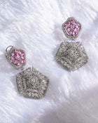 Blush Majesty Pink Sapphire Diamond Choker & Rosy Halo Pink Sapphire Diamond Studs
