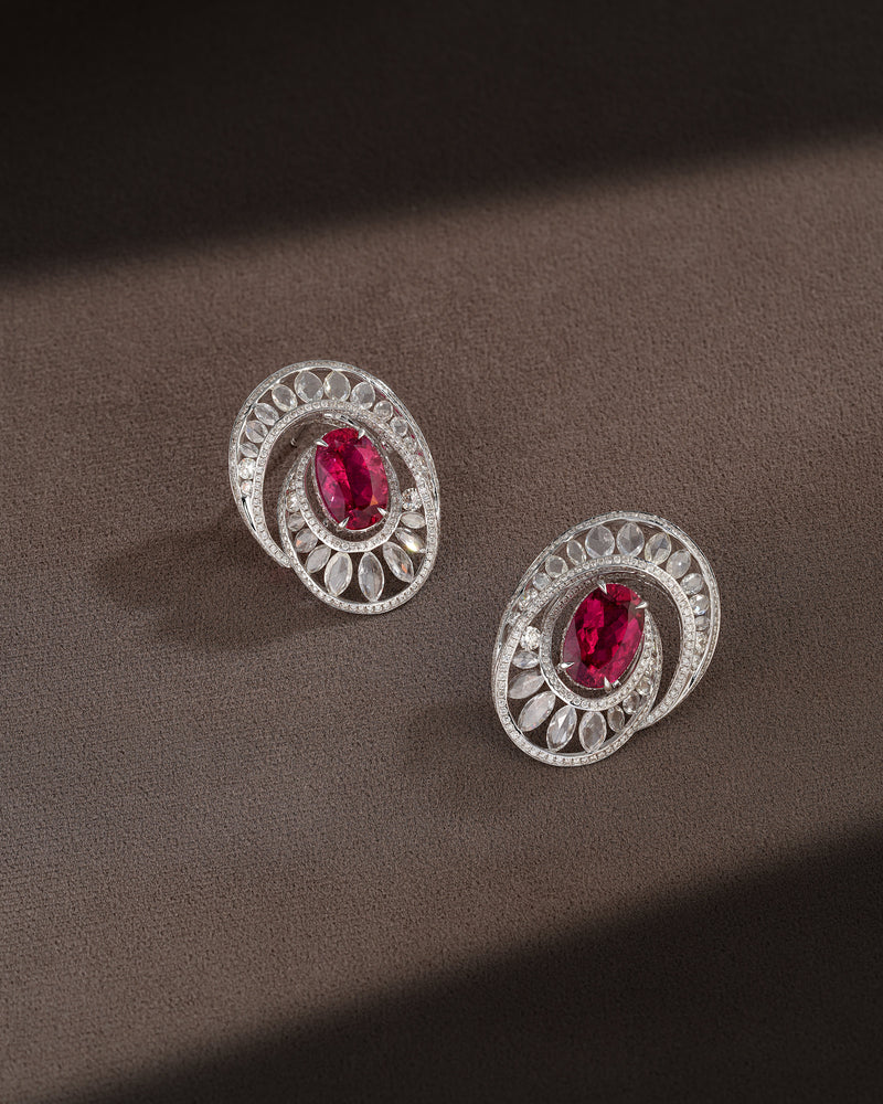Petite Dewdrop Tourmaline Diamond Earrings