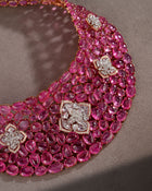 Pink Tourmaline Grandeur Statement Necklace & Blush Spark Pink Tourmaline Diamond Earrings