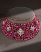 Pink Tourmaline Grandeur Statement Necklace & Blush Spark Pink Tourmaline Diamond Earrings