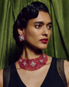 Pink Tourmaline Grandeur Statement Necklace & Blush Spark Pink Tourmaline Diamond Earrings